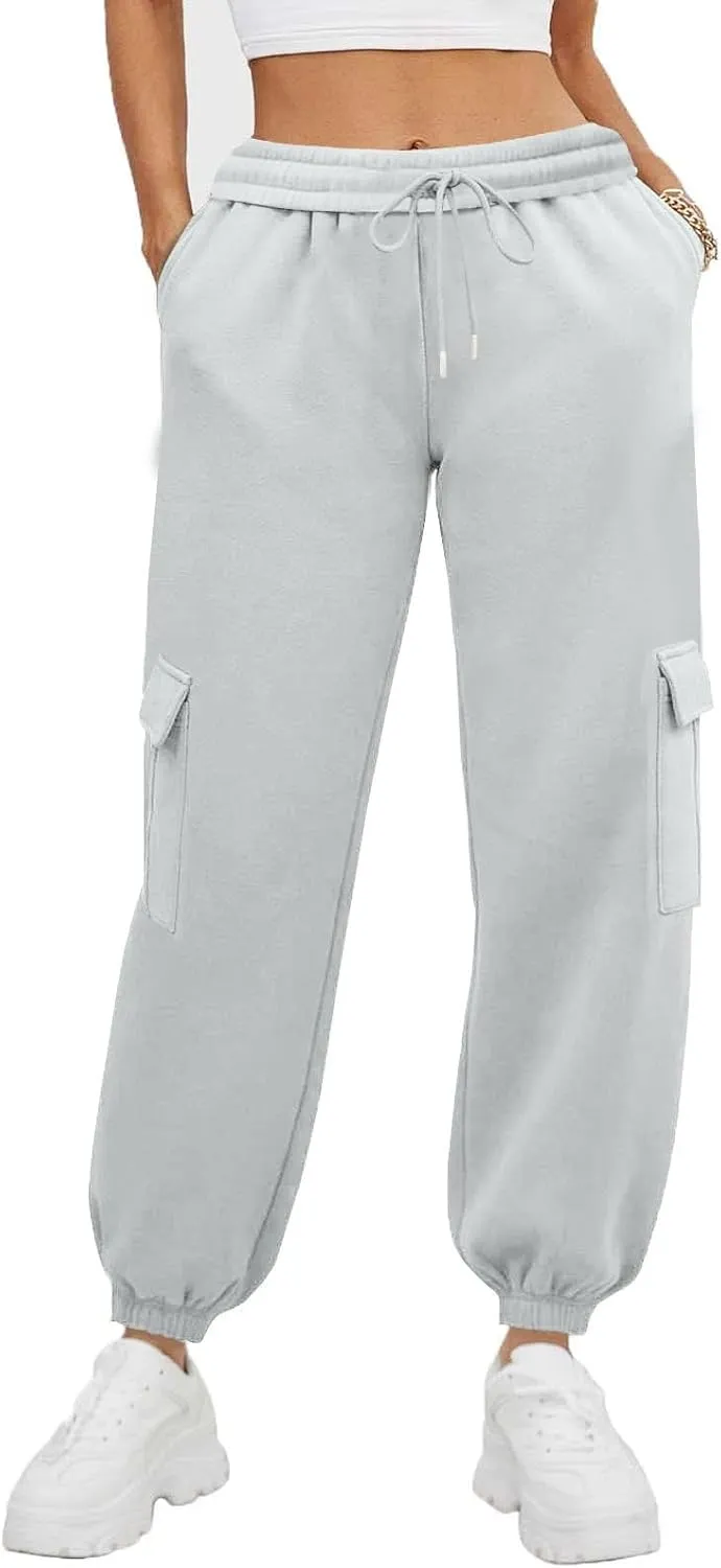 Cargo Sweatpants for Women High Waisted Baggy Fleece Lined Joggers Casual Running Athletic Thermal Workout Pants