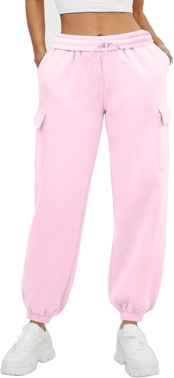 Cargo Sweatpants for Women High Waisted Baggy Fleece Lined Joggers Casual Running Athletic Thermal Workout Pants