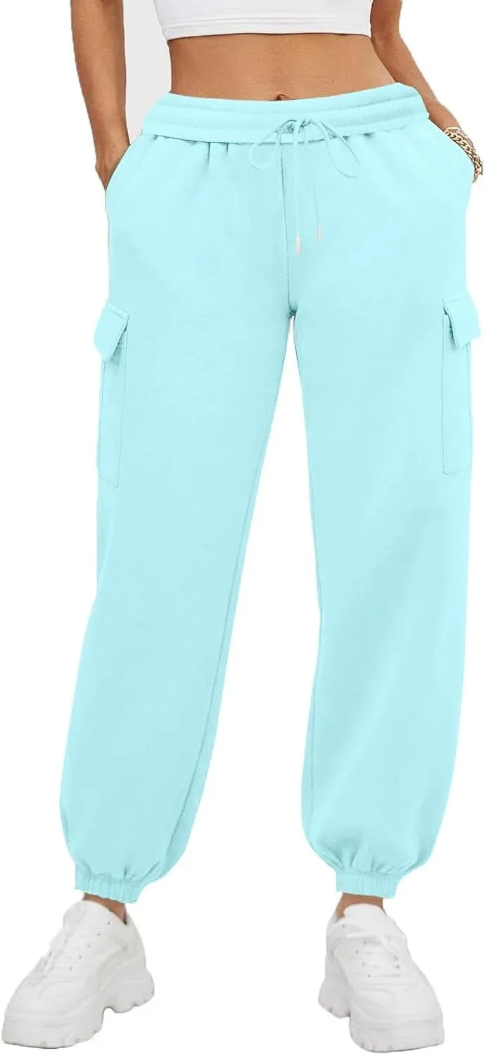 Cargo Sweatpants for Women High Waisted Baggy Fleece Lined Joggers Casual Running Athletic Thermal Workout Pants