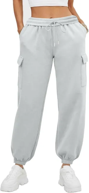Cargo Sweatpants for Women High Waisted Baggy Fleece Lined Joggers Casual Running Athletic Thermal Workout Pants