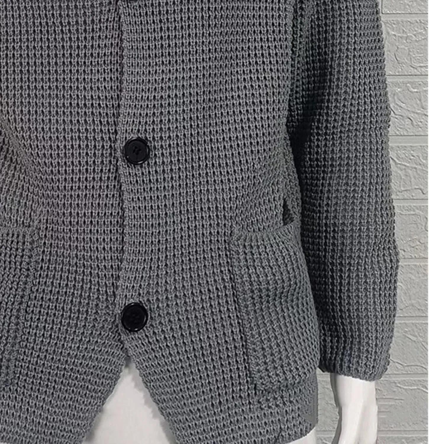 Casual Cardigan Sweater for Men Stand Collar Slim Fit Button Down Sweaters Long Sleeve Ribbed Knitted Cardigans