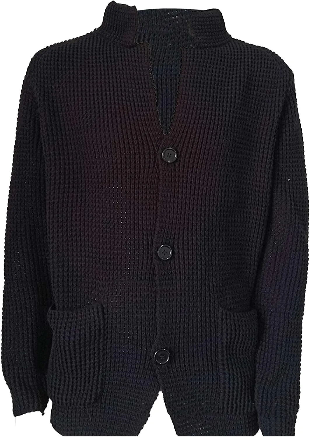 Casual Cardigan Sweater for Men Stand Collar Slim Fit Button Down Sweaters Long Sleeve Ribbed Knitted Cardigans