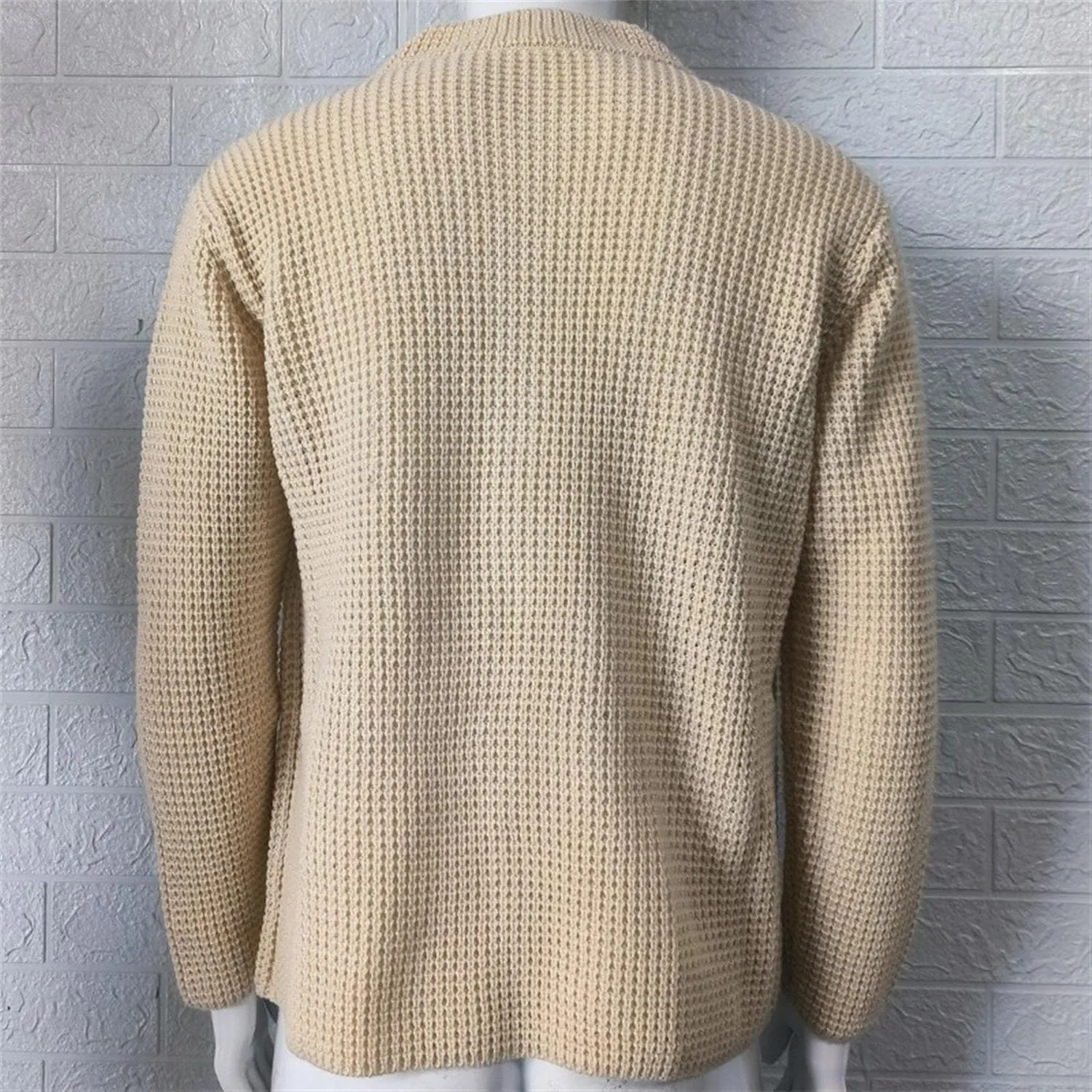 Casual Cardigan Sweater for Men Stand Collar Slim Fit Button Down Sweaters Long Sleeve Ribbed Knitted Cardigans