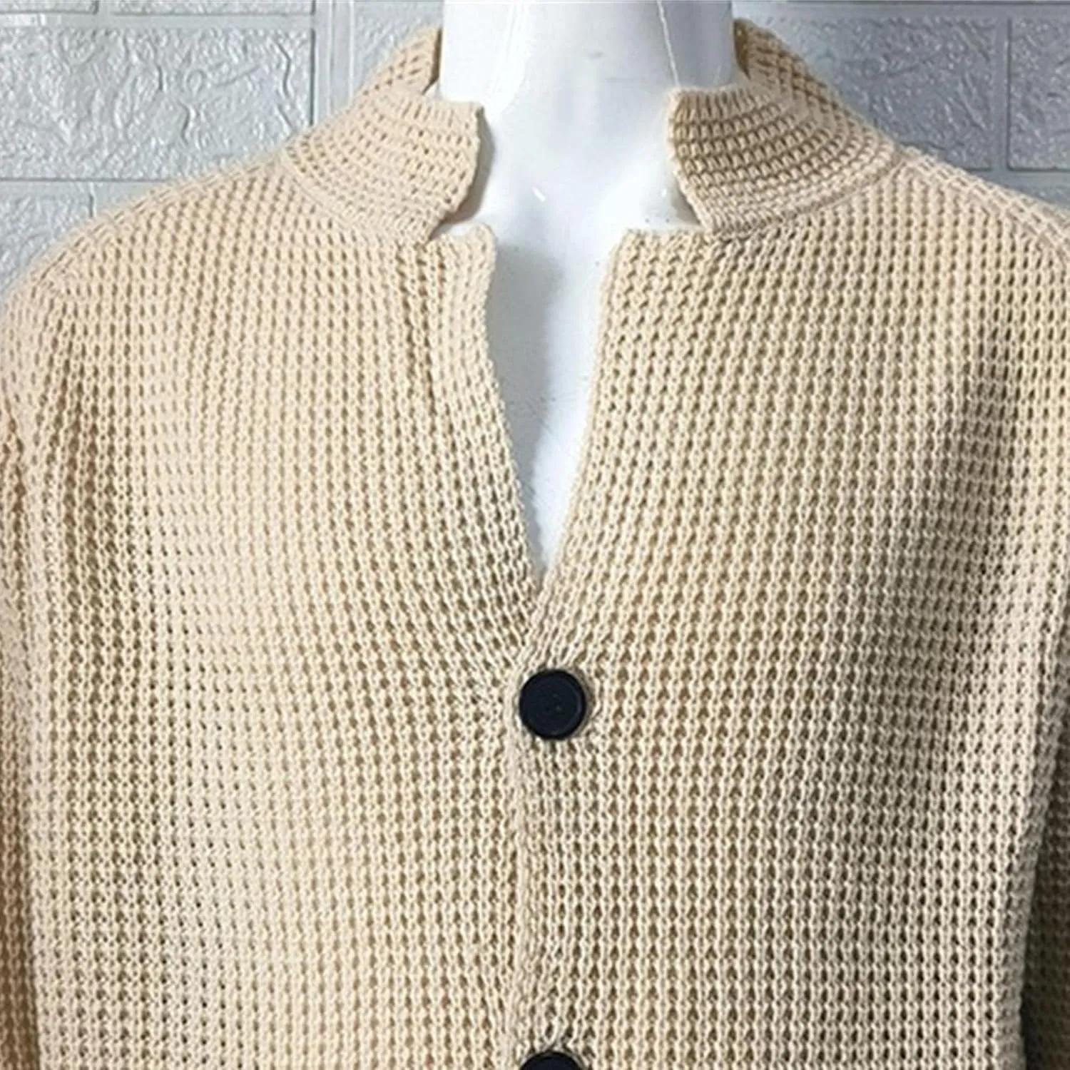 Casual Cardigan Sweater for Men Stand Collar Slim Fit Button Down Sweaters Long Sleeve Ribbed Knitted Cardigans