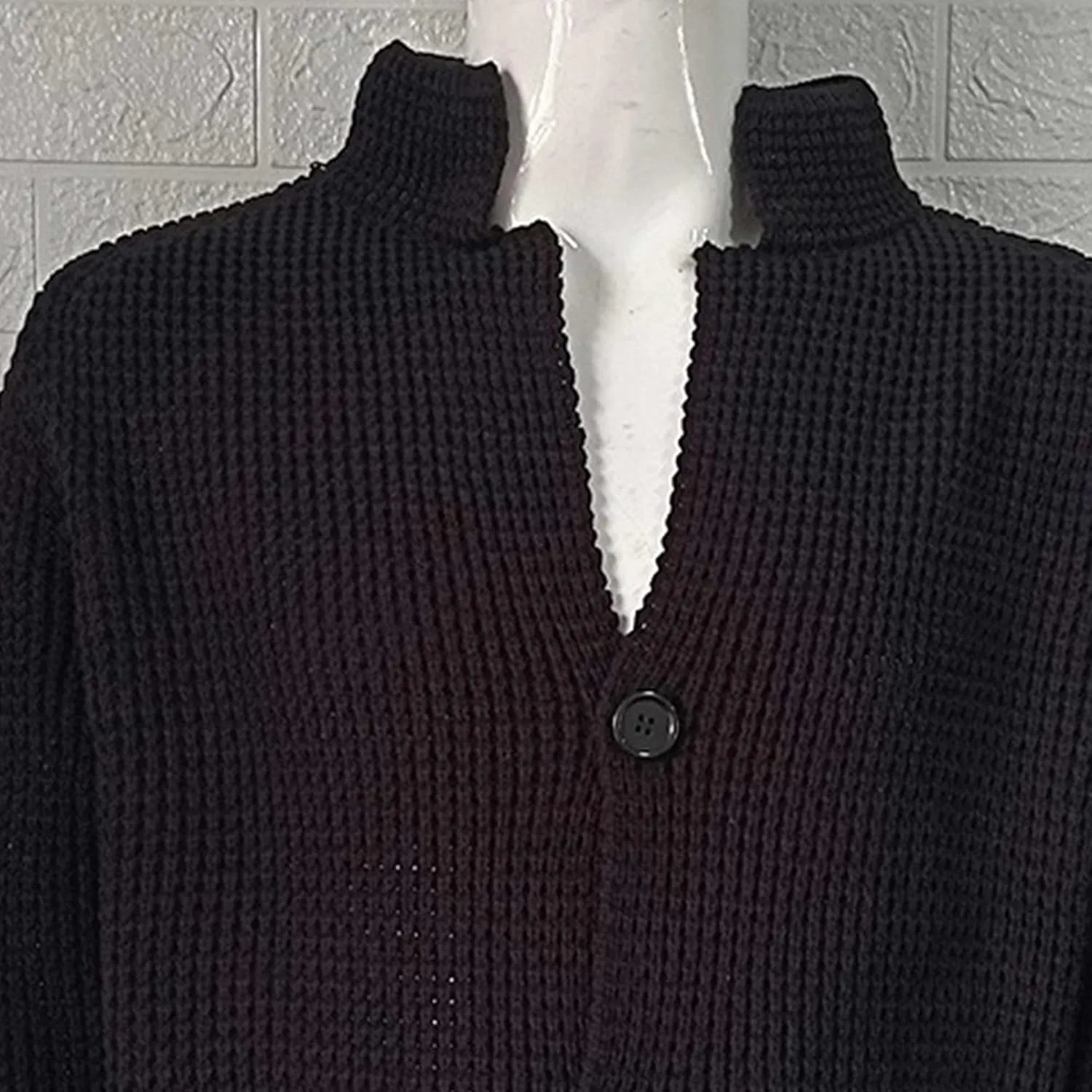 Casual Cardigan Sweater for Men Stand Collar Slim Fit Button Down Sweaters Long Sleeve Ribbed Knitted Cardigans