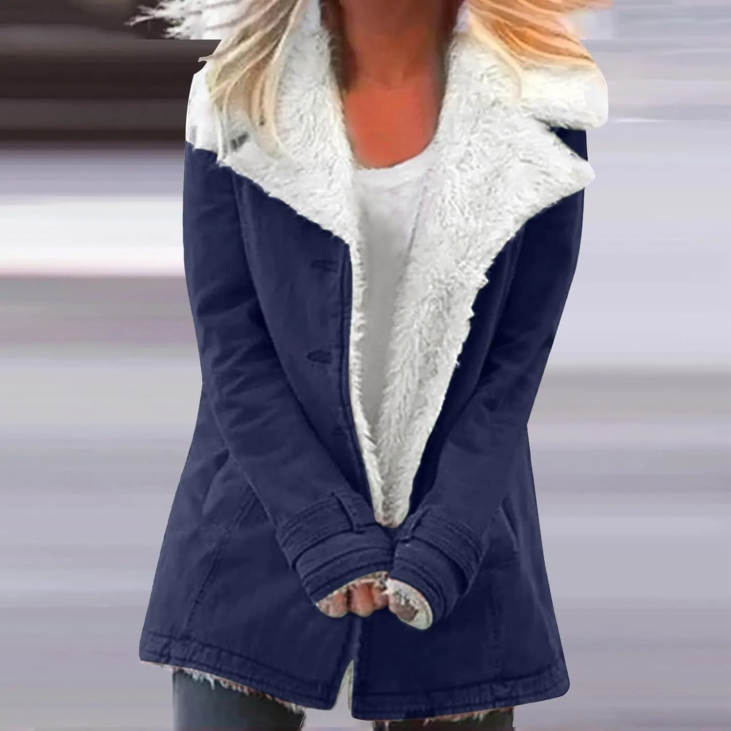 Ceboyel Womens Fleece Winter Jacket Fuzzy Sherpa Lined Coats Stand Collar Open Front Cardigan Trendy Warm Outerwear 2023