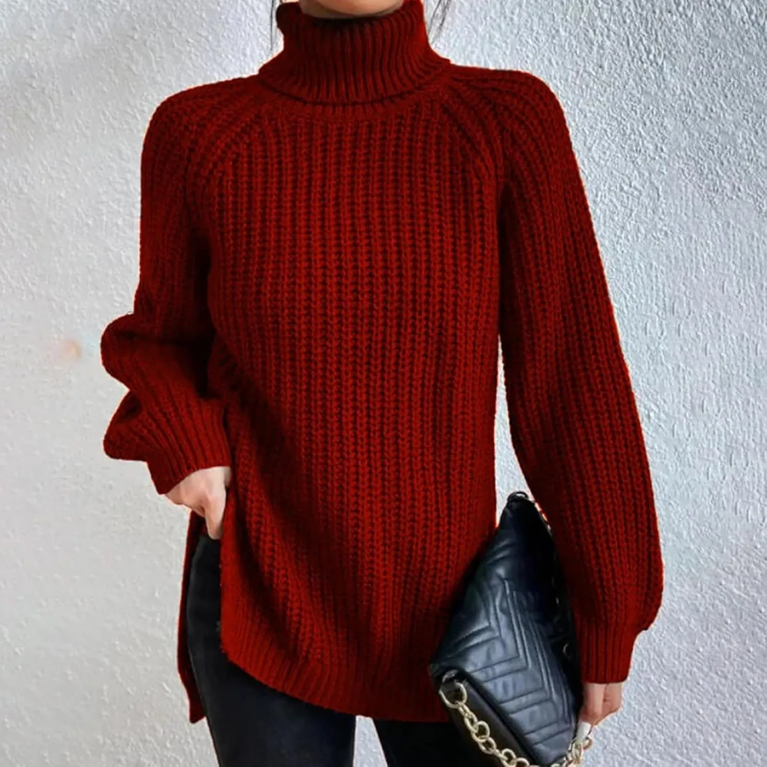 ChicCrate Sweaters for Women Trendy Long Sleeve Solid Color Ribbed Knit Sweater Cute Plus Size Tops Winter Teen Girl Clothes
