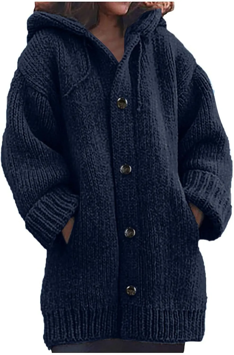 ChicCrate Womens Sweaters Open Front Cardigan Button Down Long Sleeve Shirt Cable Knit Chunky Tops Warm Winter Coats Outwears