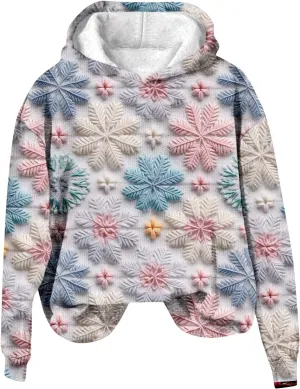 Christmas Hooded Jackets for Women Cute Graphic Santa Claus Printed 3D Sweatshirt Long Sleeve V Neck Pullover Coats