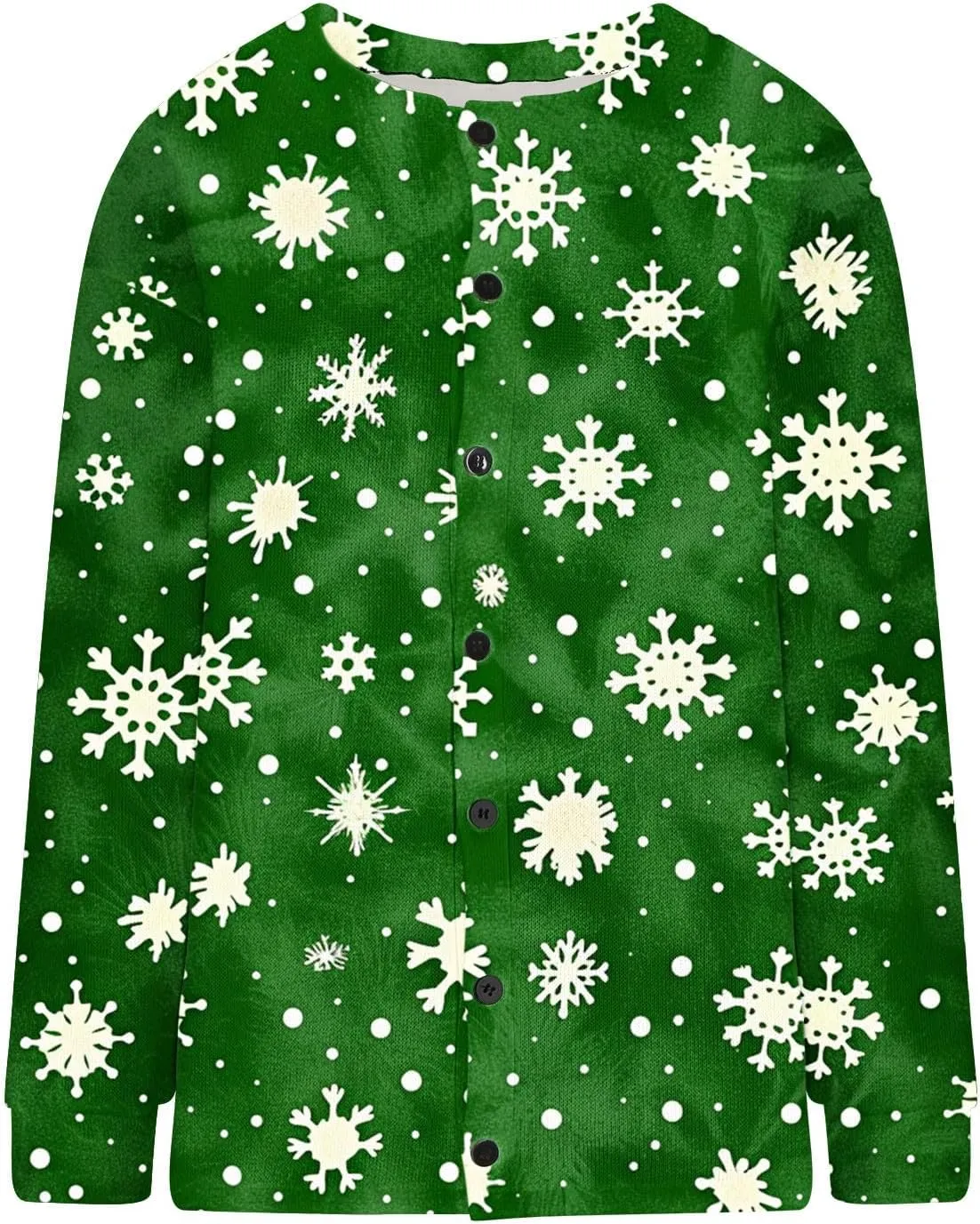 Christmas Plus Size Sweater for Women 2024 Cute Xmas Printed Cardigans Sweater Open Front Button Down Knit Jacket Coat