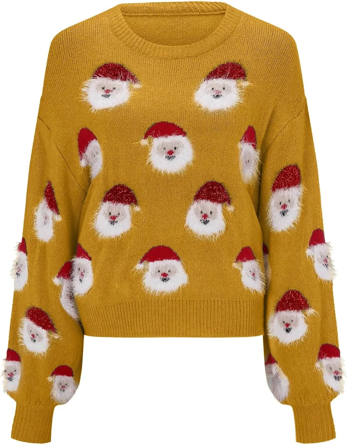 Christmas Sweater for Women 2023 Santa Claus Cute Pattern Jacquard Knit Sweatshirts Long Sleeve Pullover Tops