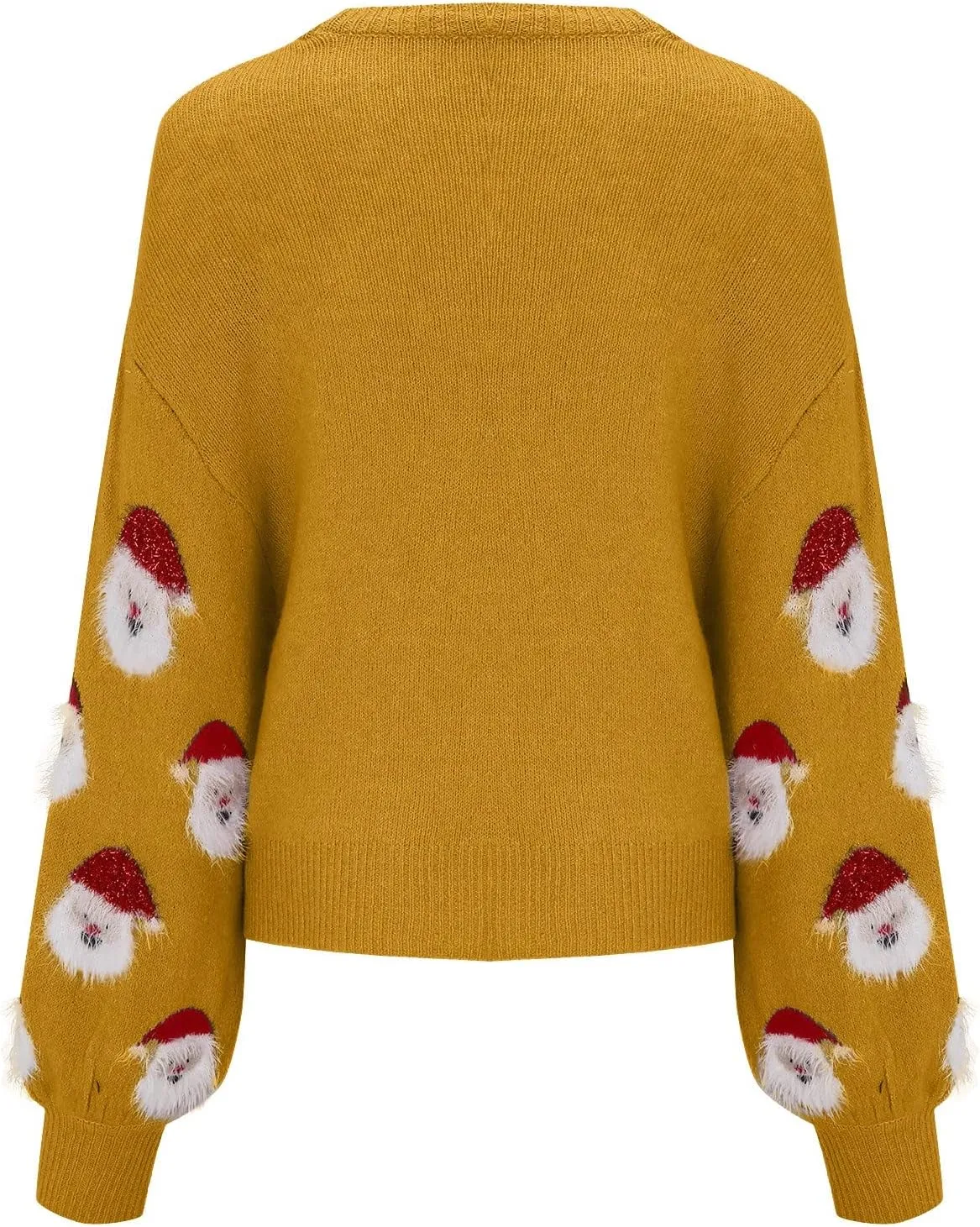 Christmas Sweater for Women 2023 Santa Claus Cute Pattern Jacquard Knit Sweatshirts Long Sleeve Pullover Tops