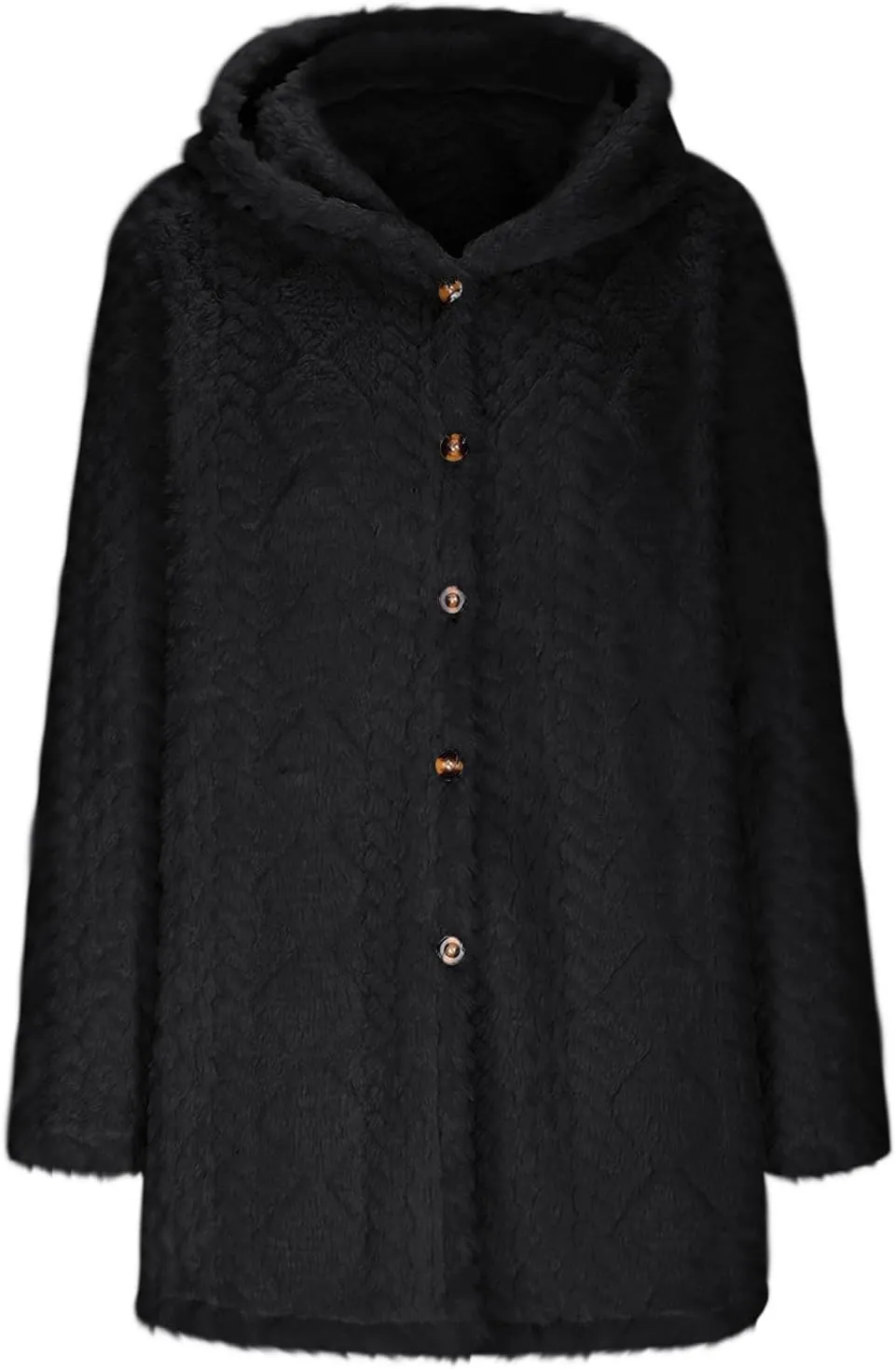 Chunky Knitted Hooded Cardigan Coats for Women Open Front Buttons Oversized Tunic Sweaters Thickened Warm Outerwear