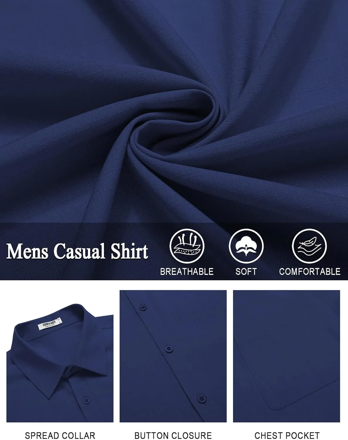 COOFANDY Mens Casual Linen Shirt Short Sleeve Button Down Shirt Summer Beach Shirts with Pocket