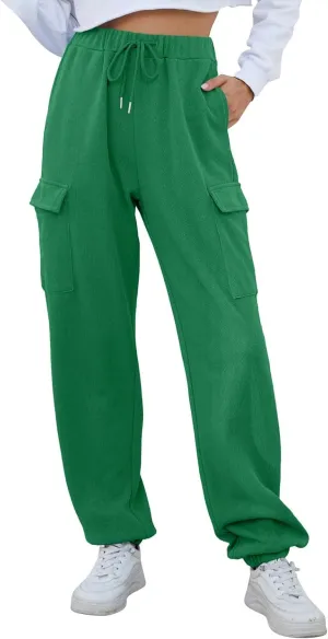 Cotton Joggers for Women Baggy Drawstring High Waisted Baggy Sweatpants Athletic Work Cargo Pants with Pockets
