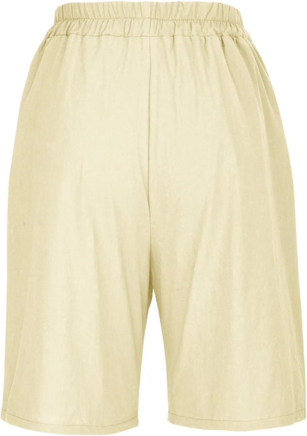 Cotton Linen Shorts for Women Summer Linen Bermuda Shorts Women Plus Size Casual Loose Beach Pants with Pockets