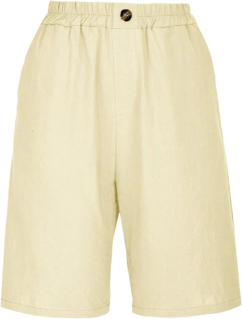 Cotton Linen Shorts for Women Summer Linen Bermuda Shorts Women Plus Size Casual Loose Beach Pants with Pockets