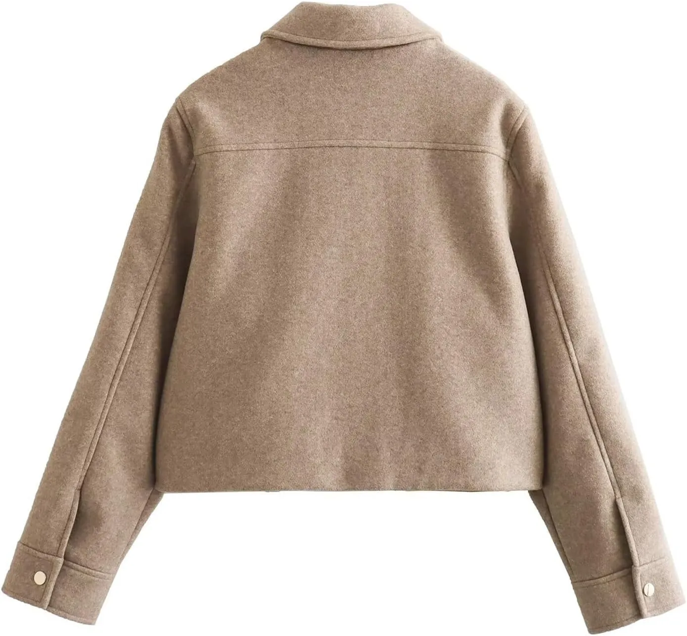 Cromoncent Women's Casual Short Jackets Wool Blend Cropped Outerwear Coat with Pockets