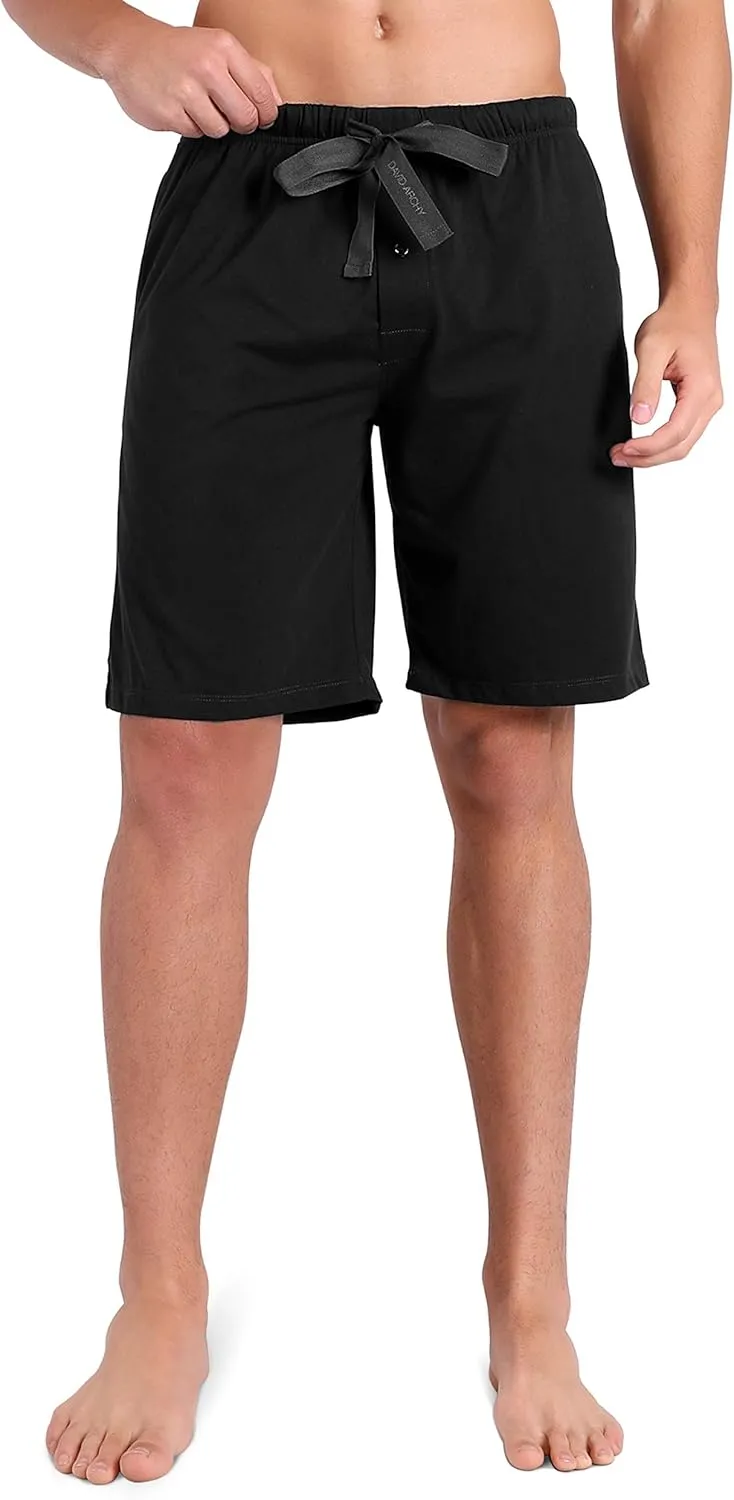 DAVID ARCHY Men's 2 Pack Comfy Cotton Sleep Shorts Lounge Wear Pajama Pants