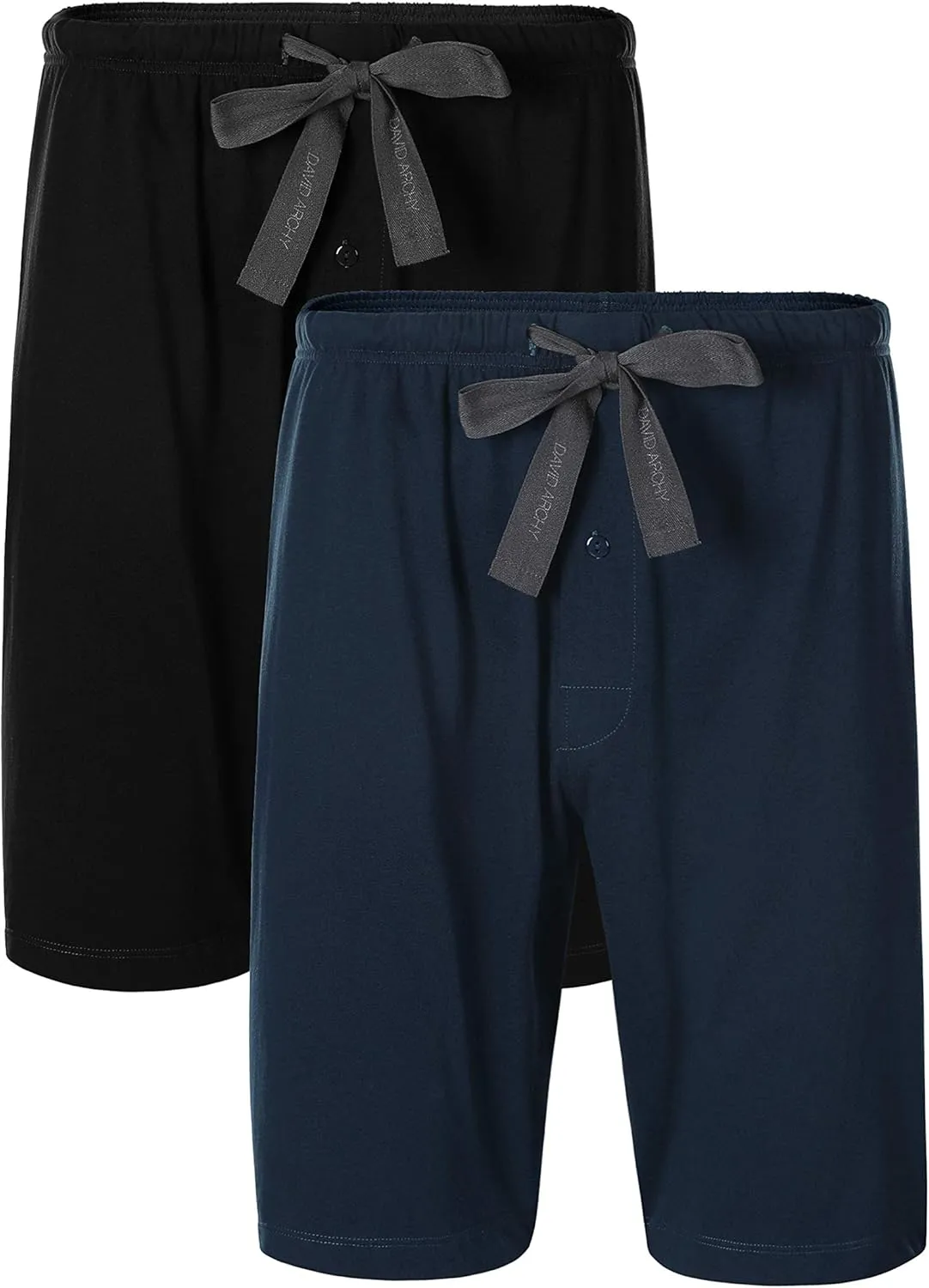 DAVID ARCHY Men's 2 Pack Comfy Cotton Sleep Shorts Lounge Wear Pajama Pants