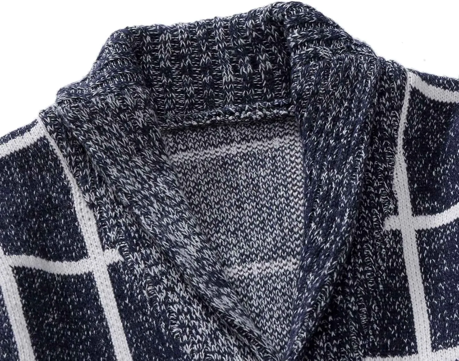 Dgoopd Mens Plaid Cardigan Sweater Ruffle Cable Knit Sweater Shawl Collar Cardigan Button Down Sweaters Thermal Outwear