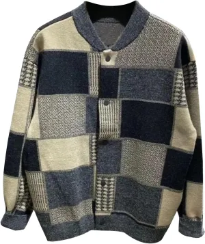 Dgoopd Mens Plaid Cardigan Sweater Ruffle Cable Knit Sweater Shawl Collar Cardigan Button Down Sweaters Thermal Outwear
