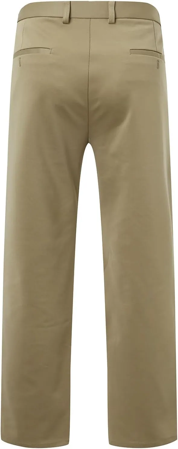Dress Pants for Men Loose Elastic Waist Straight Leg Suit Pant Classic Flat Front Business Casual Work Trouser