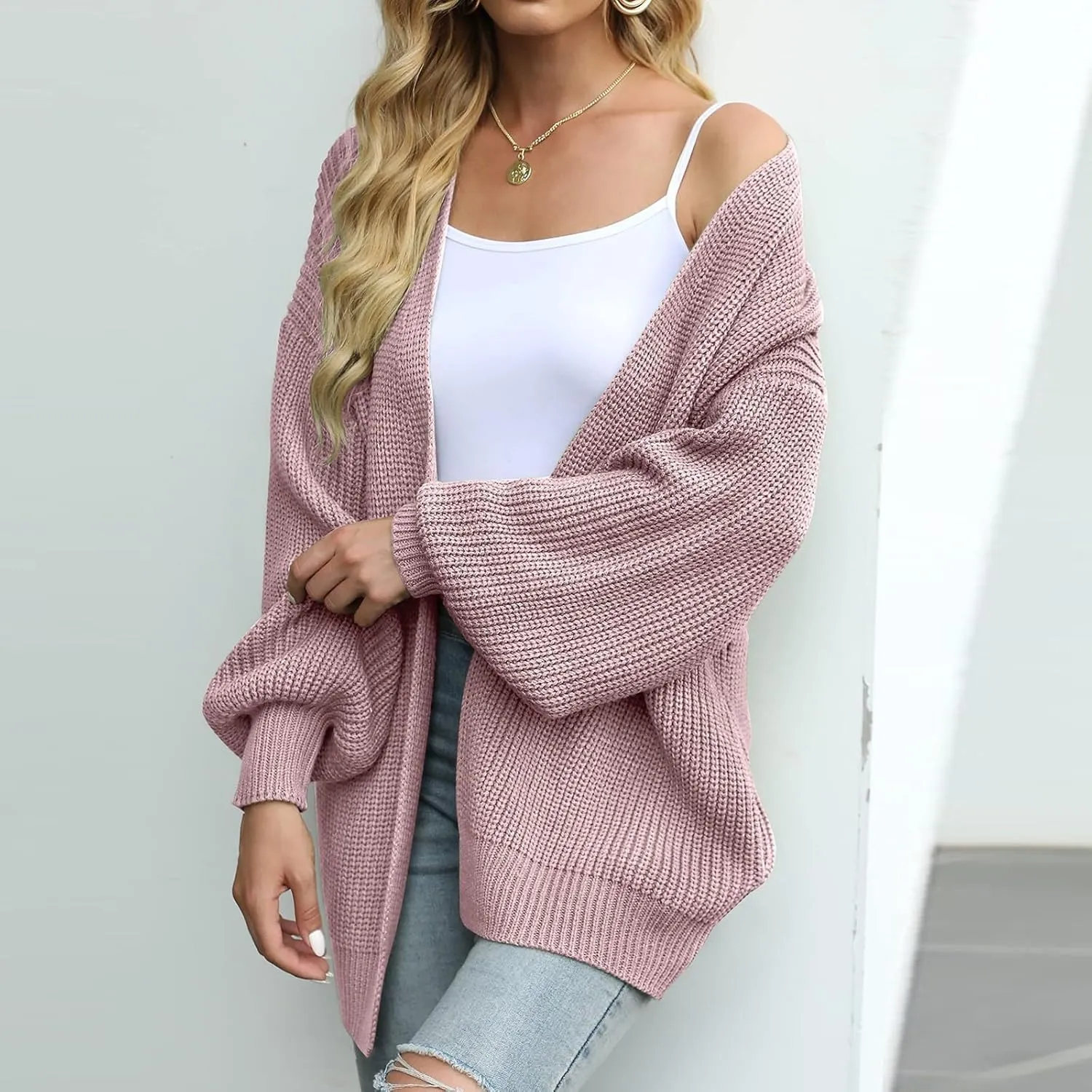 Fall Sweaters For Women 2024 Fashion Casual Open Front Long Sleeve Knitted Cardigans Sweaters Outerwear Coats