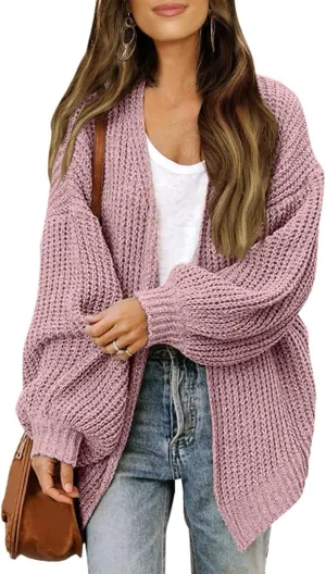 Fall Sweaters For Women 2024 Fashion Casual Open Front Long Sleeve Knitted Cardigans Sweaters Outerwear Coats