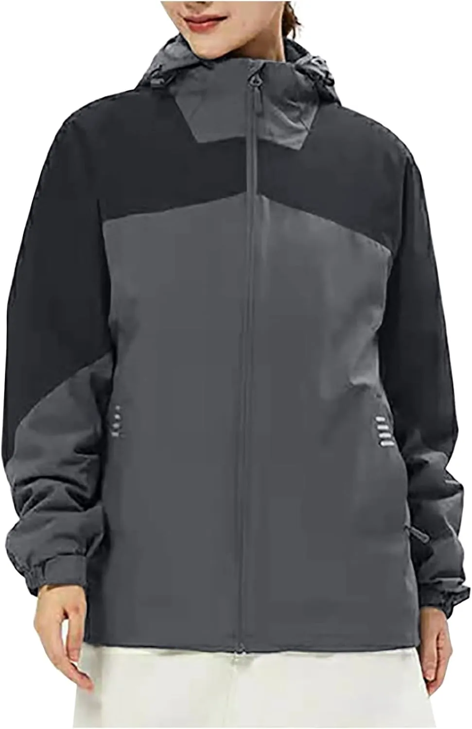 Fashion Rain Jacket Waterproof For Women Winter Raincoat With Hood Packable For Hiking Outdoor Windproof With Pockets