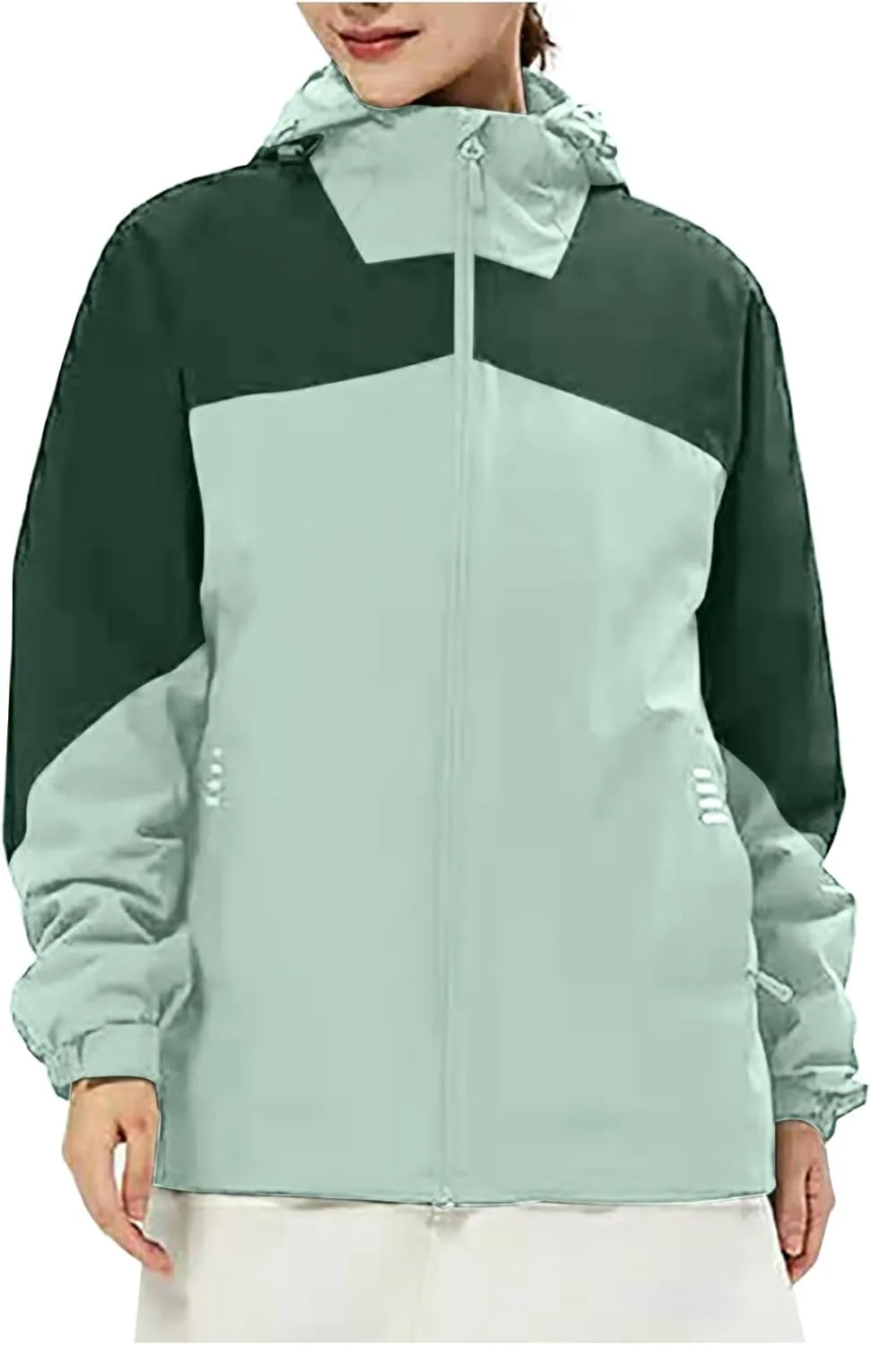 Fashion Rain Jacket Waterproof For Women Winter Raincoat With Hood Packable For Hiking Outdoor Windproof With Pockets