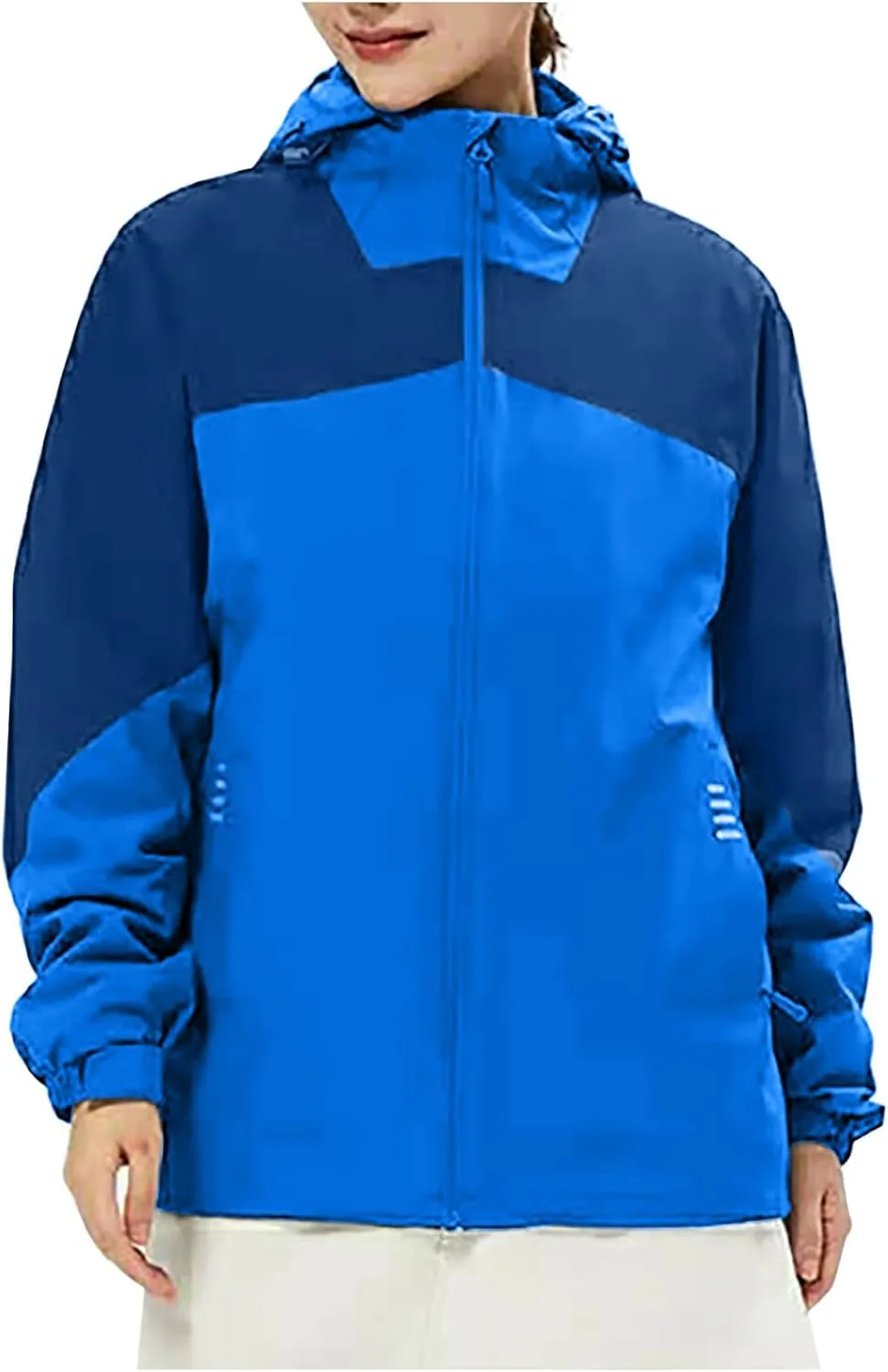 Fashion Rain Jacket Waterproof For Women Winter Raincoat With Hood Packable For Hiking Outdoor Windproof With Pockets
