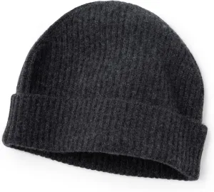 Fishers Finery Men's 100% Pure Cashmere Ribbed Cuffed Hat; Ultra Plush