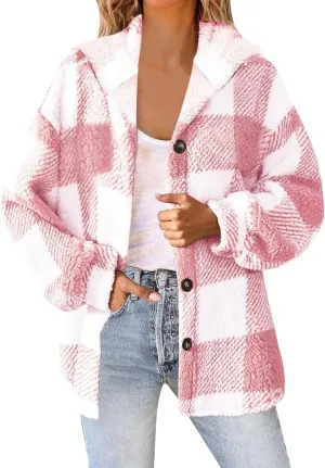 Fleece Jackets for Women 2024 Winter Full Zip Hooded Jacket Plus Size Fuzzy Coats with Pockets Casual Warm Coats