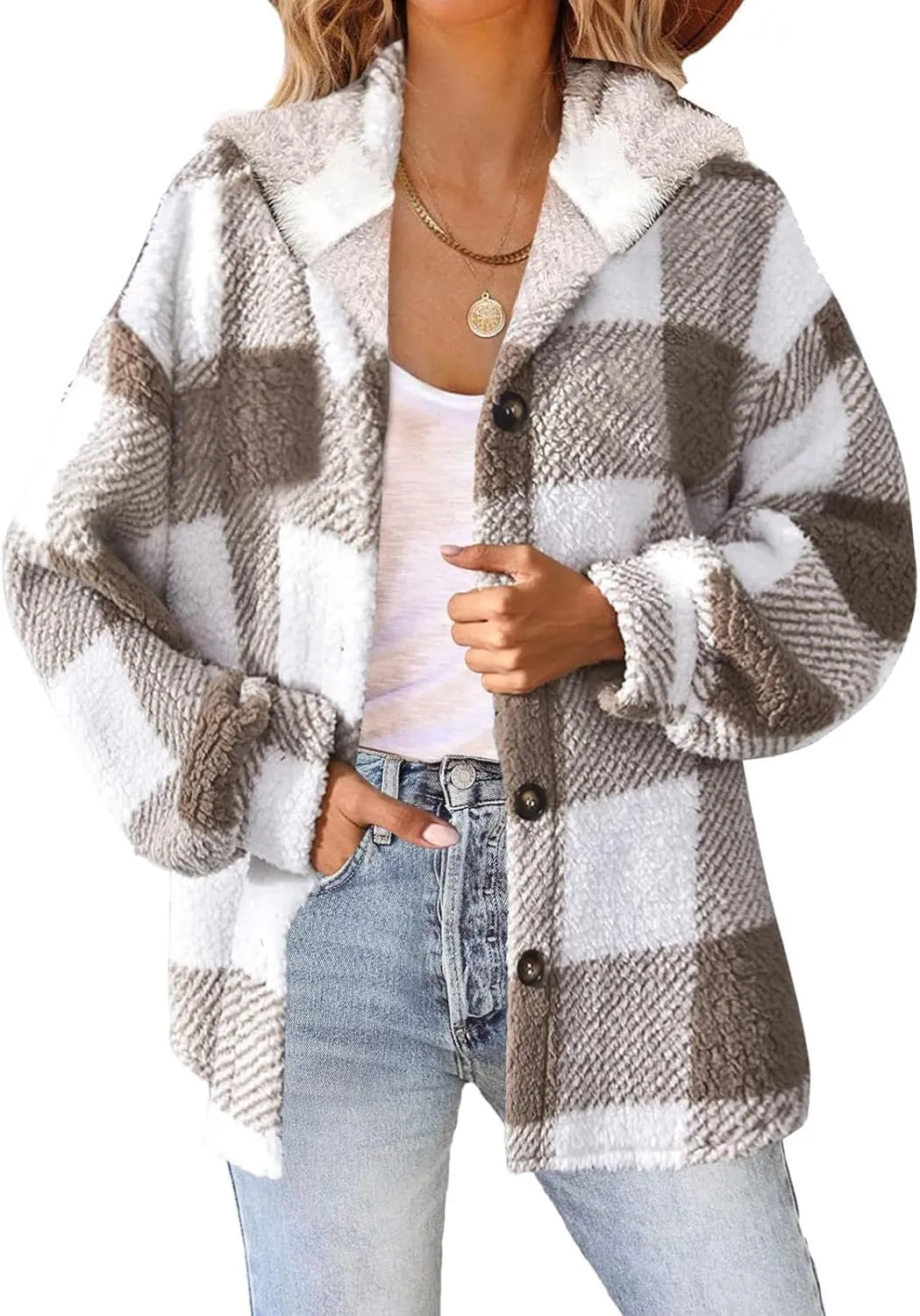 Fleece Jackets for Women 2024 Winter Full Zip Hooded Jacket Plus Size Fuzzy Coats with Pockets Casual Warm Coats