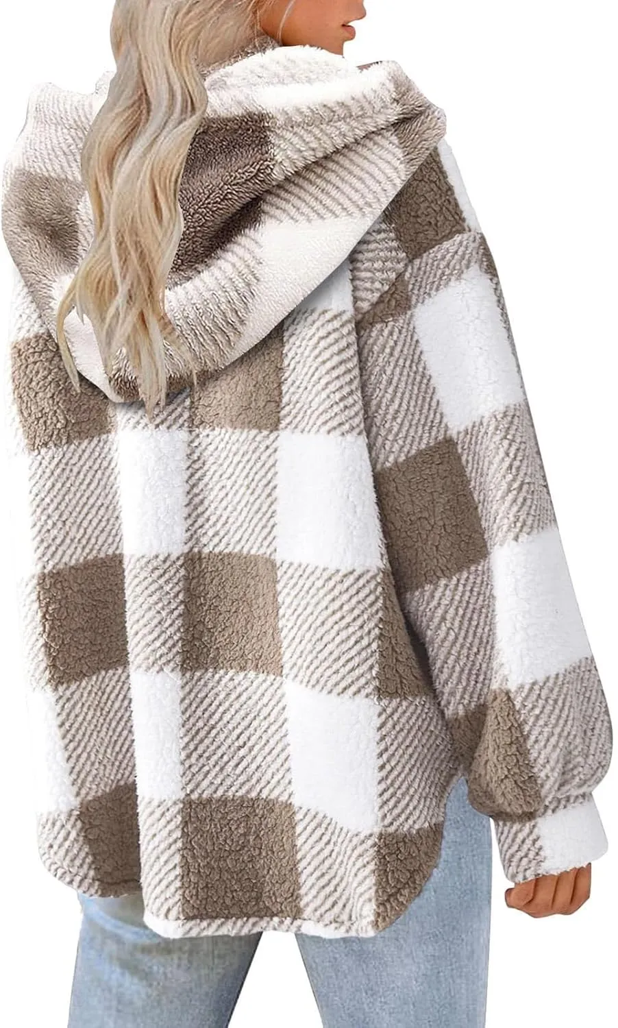 Fleece Jackets for Women 2024 Winter Full Zip Hooded Jacket Plus Size Fuzzy Coats with Pockets Casual Warm Coats