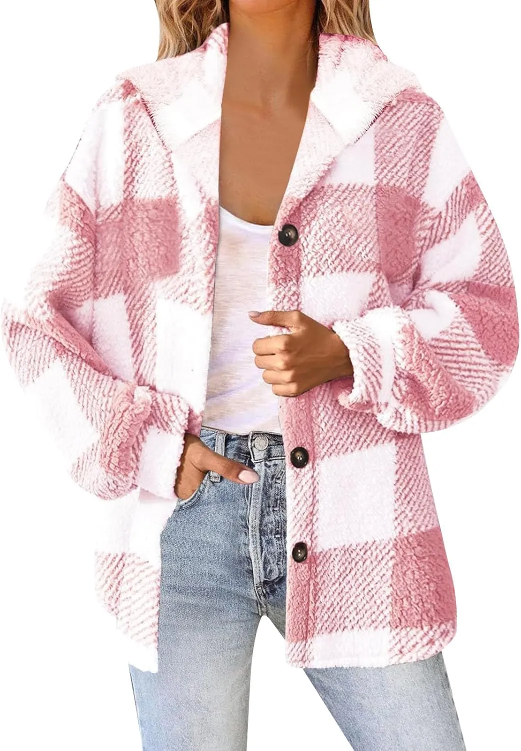 Fleece Jackets for Women 2024 Winter Full Zip Hooded Jacket Plus Size Fuzzy Coats with Pockets Casual Warm Coats