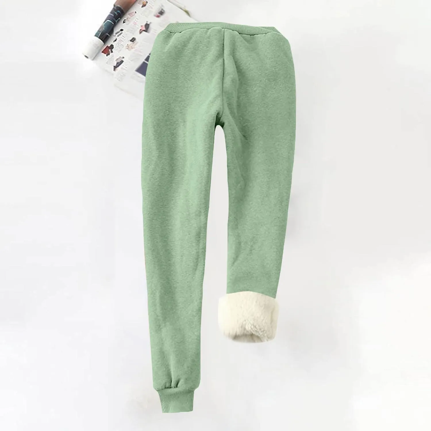 Fleece Lined Pants Women Snowflake Printed High Waisted Drawstring Baggy Sweatpants Christmas Pajamas with Pockets