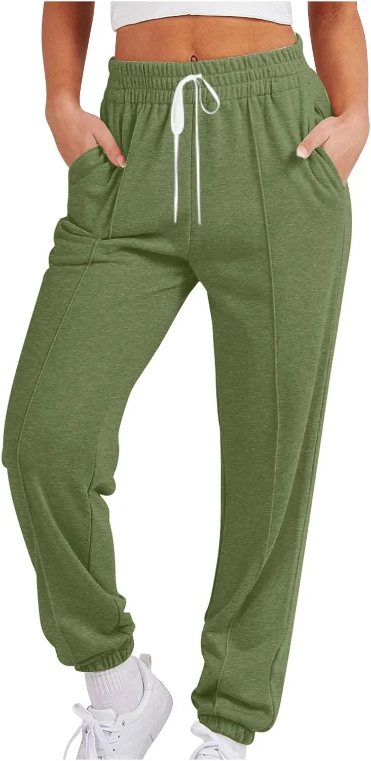 Fleece Sweatpants for Women Drawstring High Waisted Joggers Pants Baggy Comfy Soft Workout Lounge Trouser W/Pockets