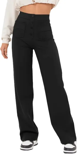 Flexipants - Women's Casual High Waist Stretch Pants, Womens Pants, Flexi Pants, Straight Leg Casual Trousers with Pockets