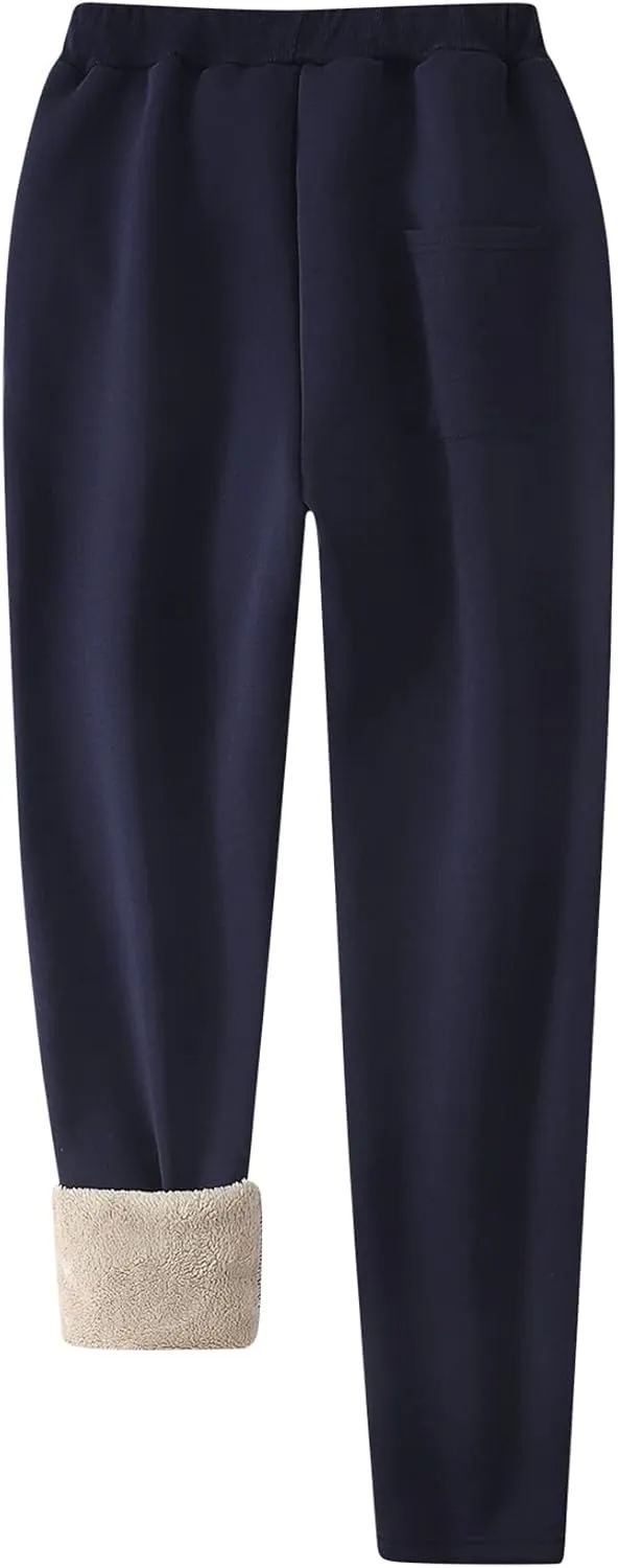 Flygo Women's Winter Warm Athletic Track Fleece Joggers Pants Sherpa Lined Sweatpants