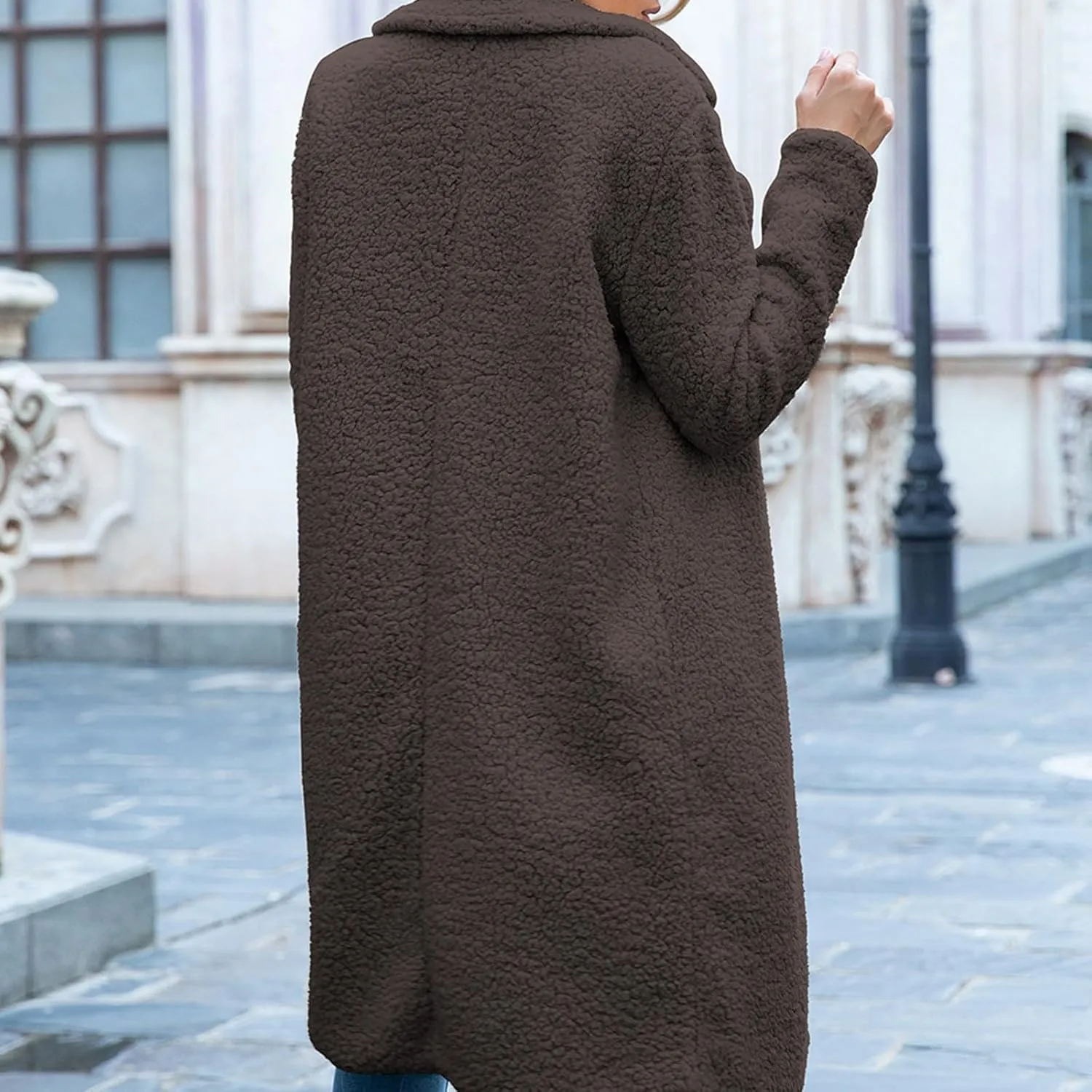 Fur Coats for Women Fleece Coat Solid Oversized Long Sherpa Hoodie Fuzzy Jackets Warm Trendy Coat