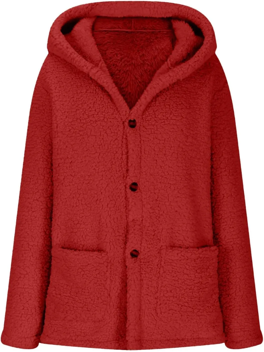 Fuzzy Fleece Jacket Hoodies for Women Winter Long Sleeve Hoodie Coat Fall Jackets Plus Size Button Plush Cardigan