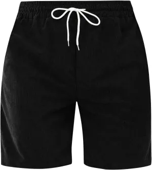 Fxbar Mens Corduroy Sweatpants Pajama Shorts Cotton Lounge Sleep Shorts Elastic Waist Lightweight PJ Shorts for Men