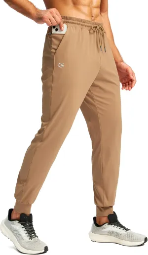 G Gradual Men's 28"/30"/32" Inseam Tall Joggers with Zipper Pockets Workout Track Pants Stretch Athletic Sweatpants for Men Track Pants Stretch Athletic Sweatpants for Men(Khaki,32-S)