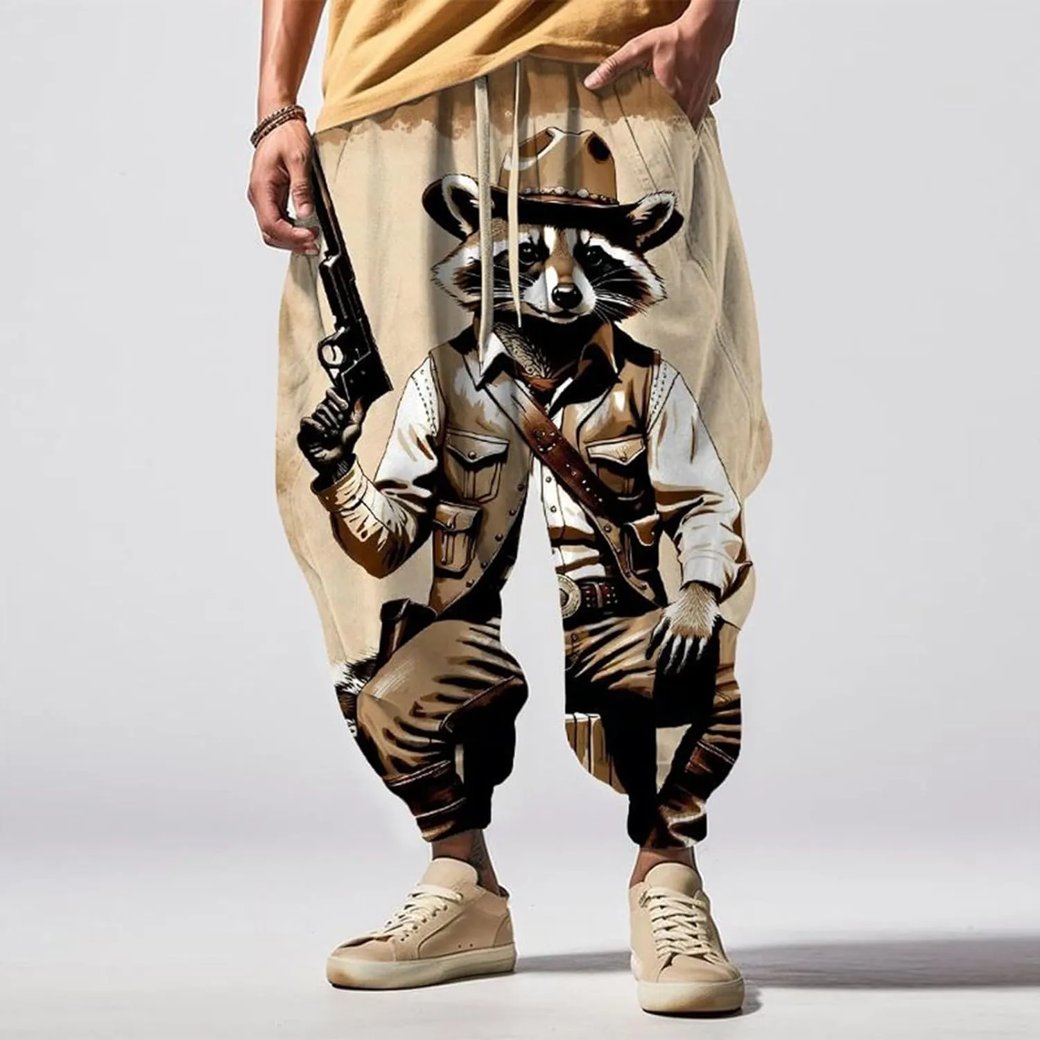 Harem Jogger Pant Print Fashion Street Feel Casual Sweatpants Funky Printed Plus Size Trousers Mens Baggy Pants