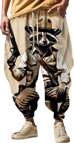 Harem Jogger Pant Print Fashion Street Feel Casual Sweatpants Funky Printed Plus Size Trousers Mens Baggy Pants