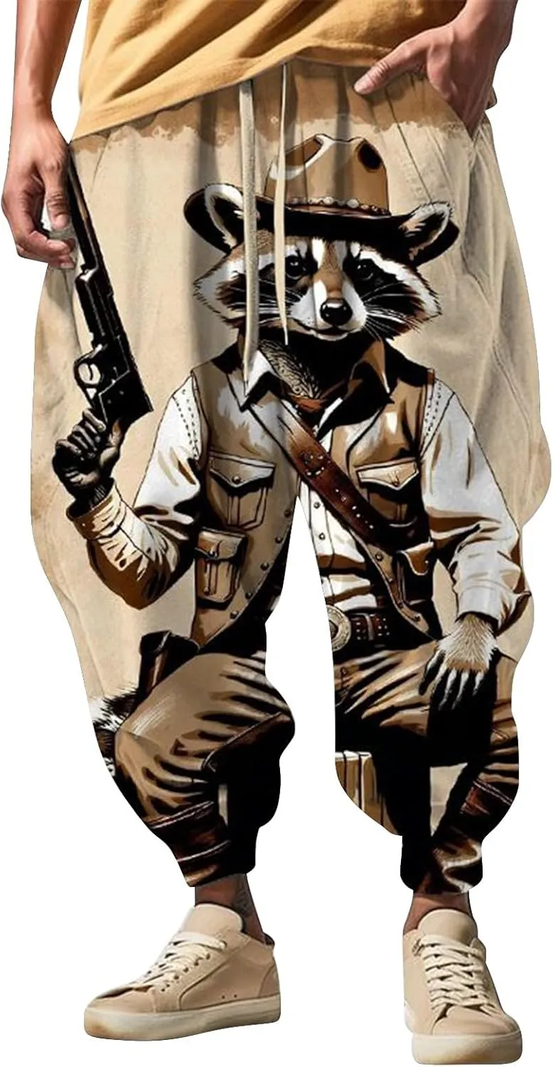 Harem Jogger Pant Print Fashion Street Feel Casual Sweatpants Funky Printed Plus Size Trousers Mens Baggy Pants