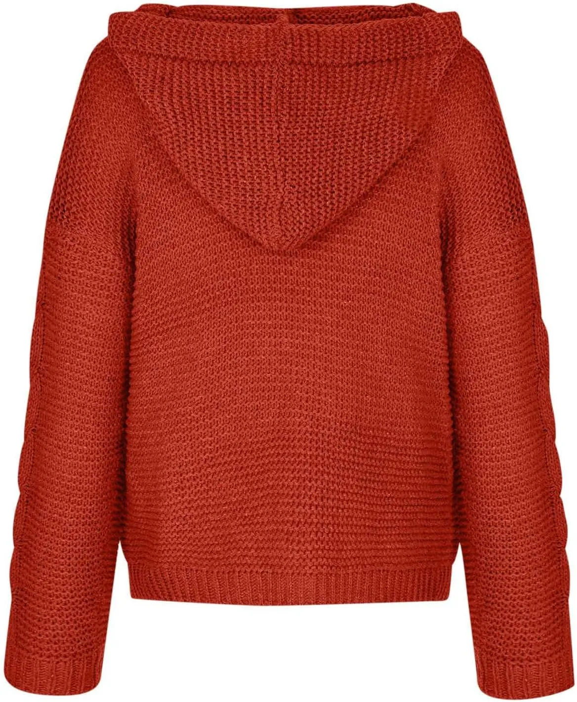 HGps8w Womens 2025 Winter Hooded Cardigan Sweaters, Loose Solid Open Front Long Sleeve Warm Cable Knit Outerwear Coats