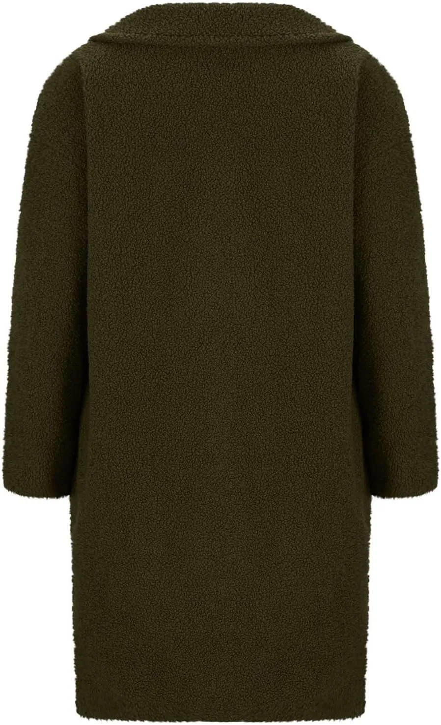 hlysgo Women's Fashion Winter Fuzzy Coats Long Sleeve Notched Lapel Double Breasted Trench Coat Warm Fleece Long Jacket